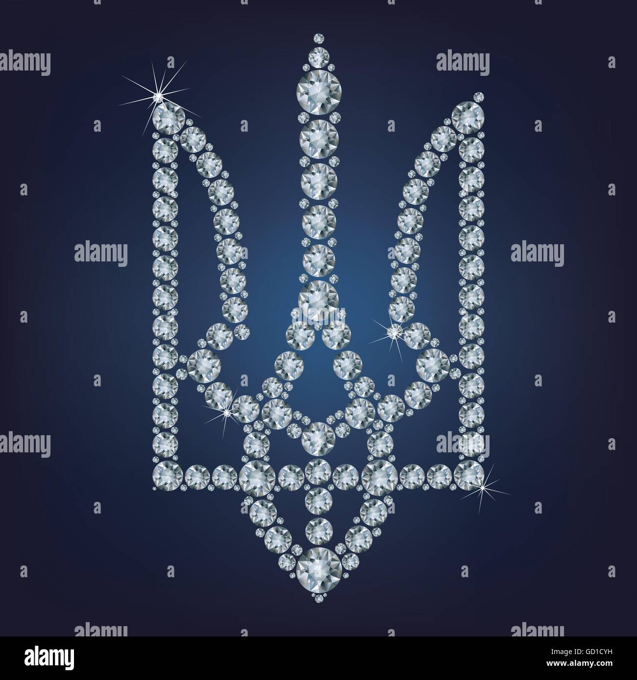 Coat of arms of Ukraine made from diamonds (state emblem, national