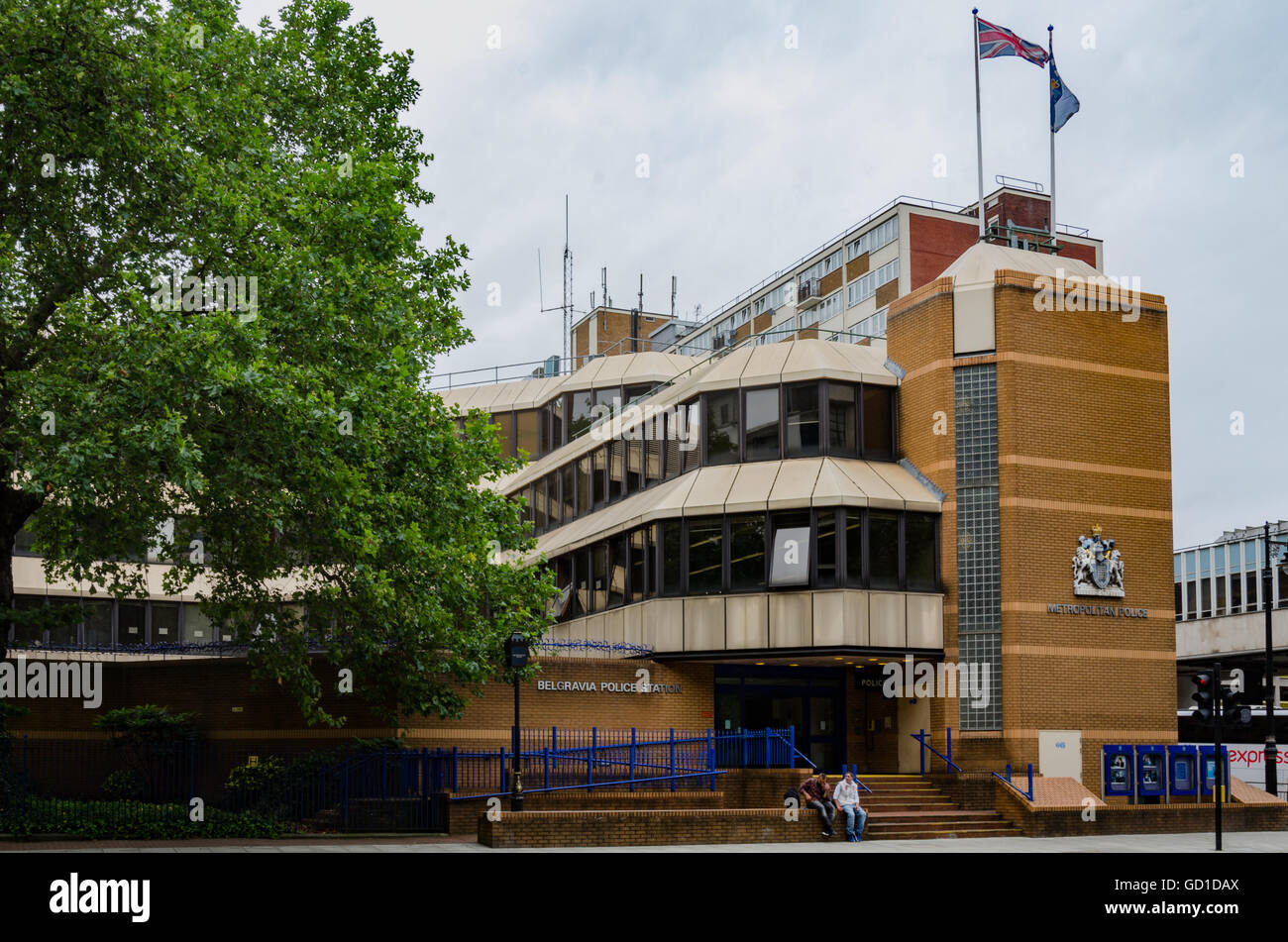 Belgravia Police Station on Buckingham Palace Road in London. Stock Photo