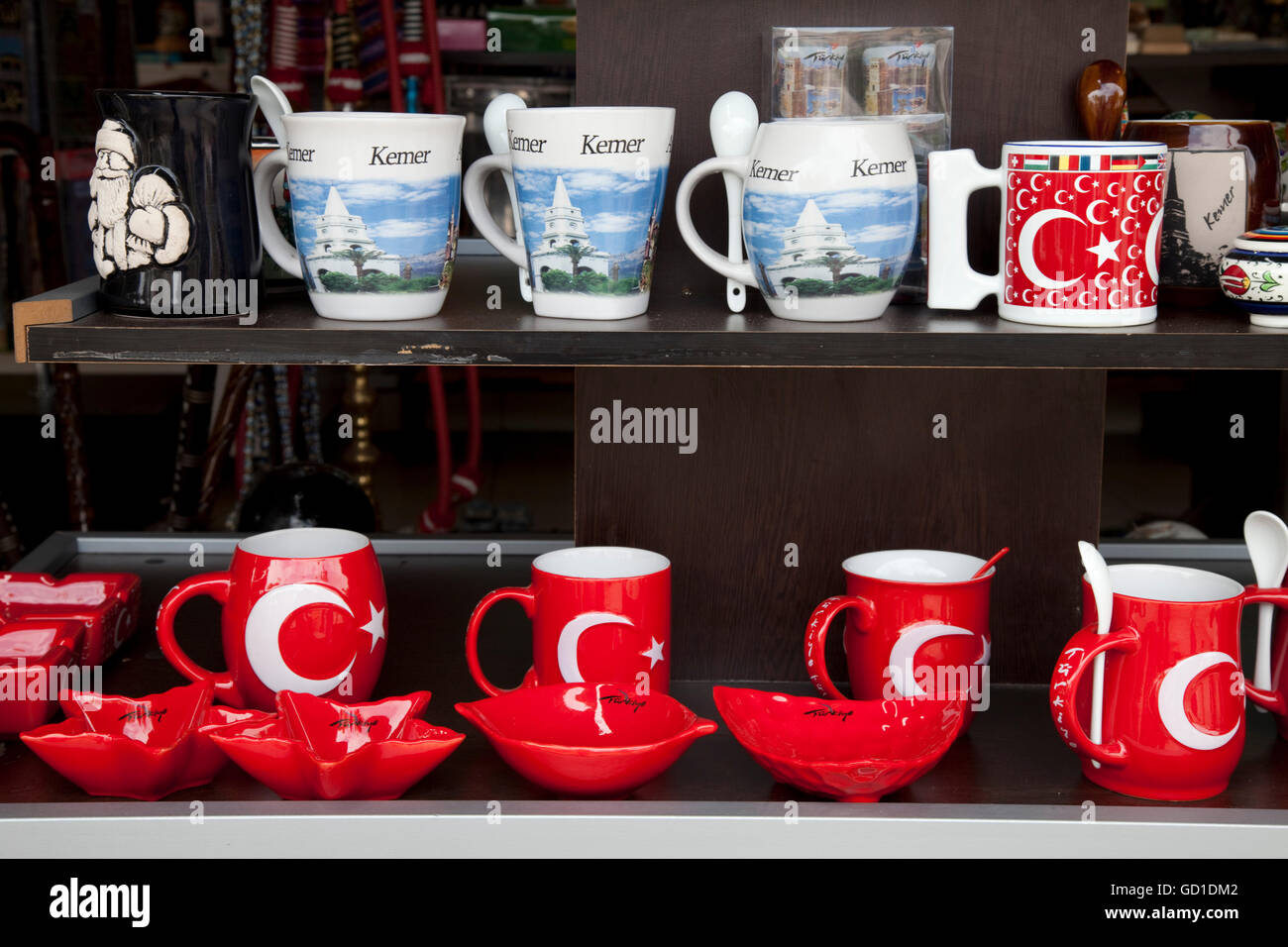 Cups with a Turkish crescent moon, Myra, Demre, Lycia, Turkey, Asia Stock Photo