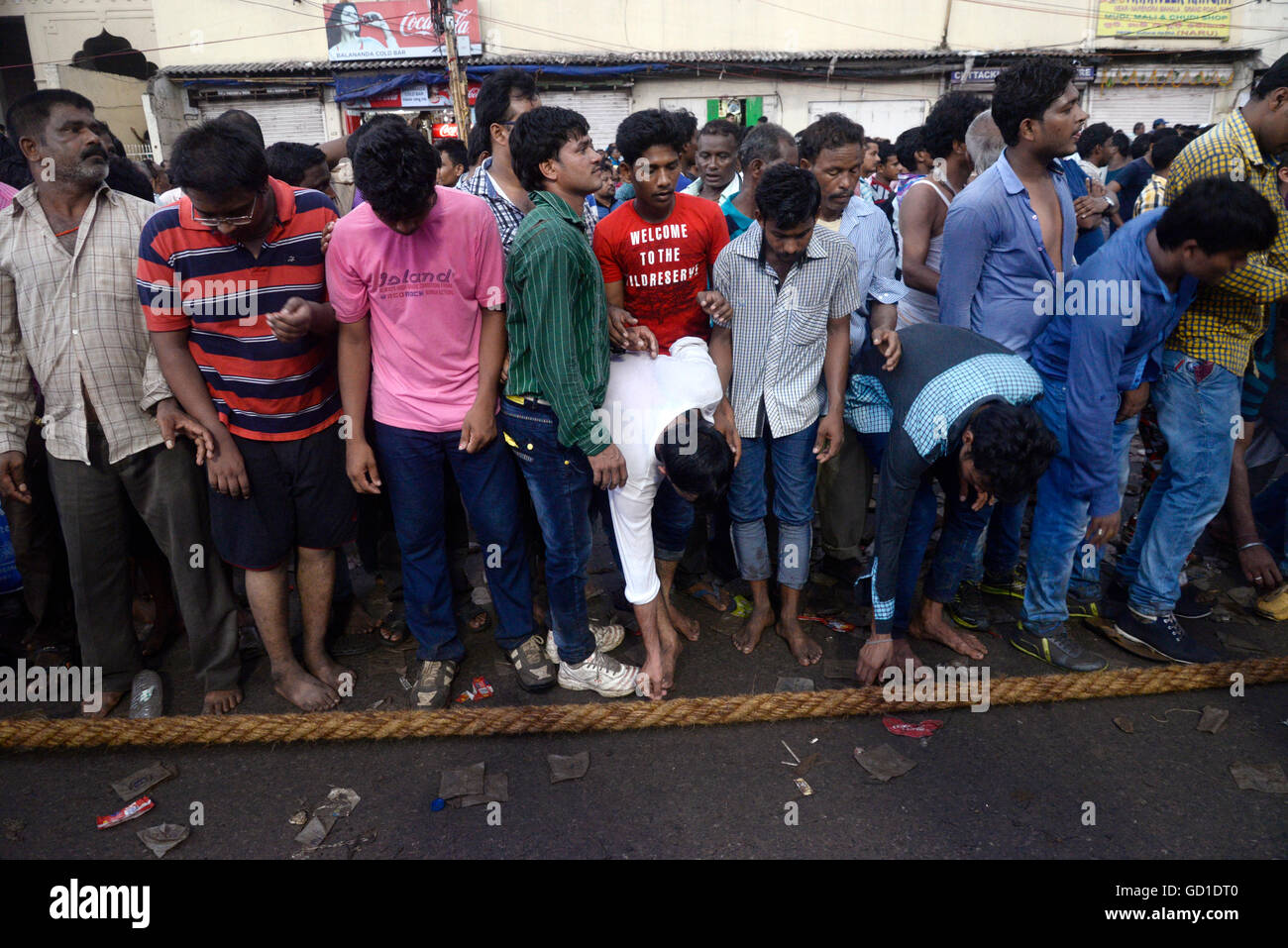Puri, India. 06th July, 2016. Rasi or rope of Ratha lying in the street ...