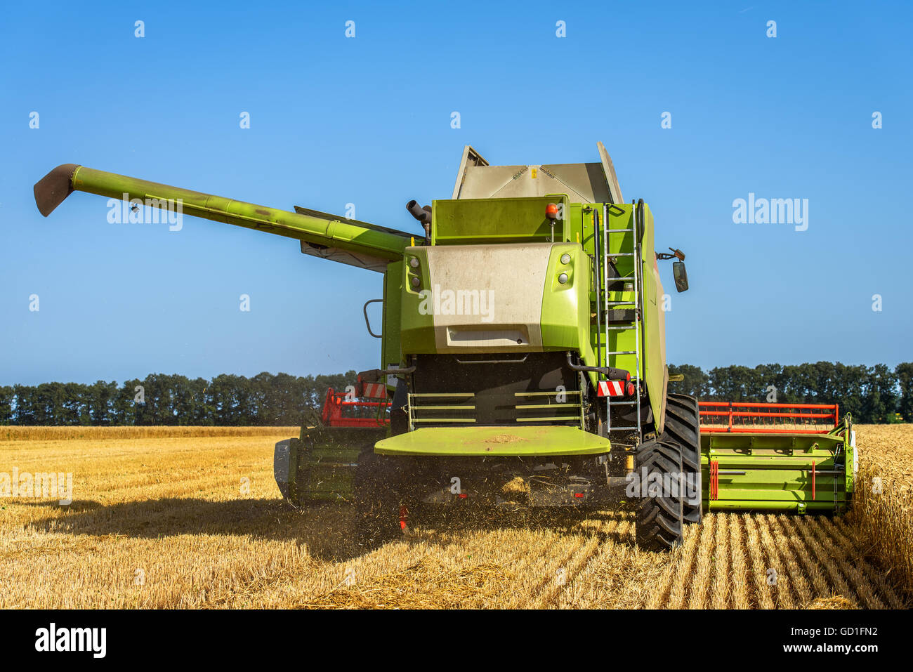 Dobrich, Bulgaria - JULY 08, 2016:Claas Lexion 660 combine harvester on display at the annual Nairn Farmers Show on July 08,2016 Stock Photo