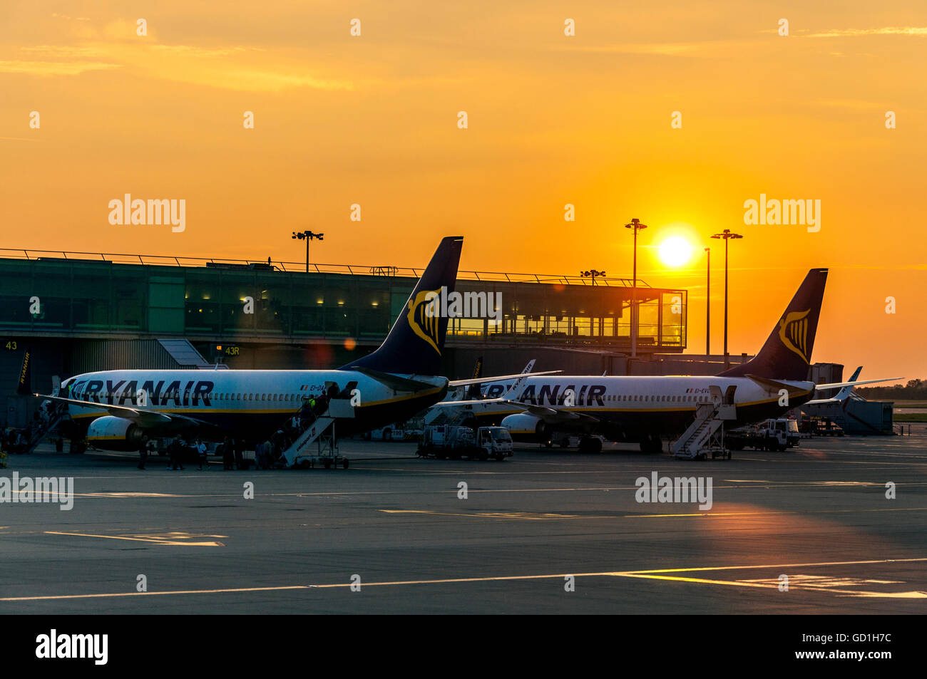 Ryanair aircraft at London Stansted Airport, England, UK Stock Photo