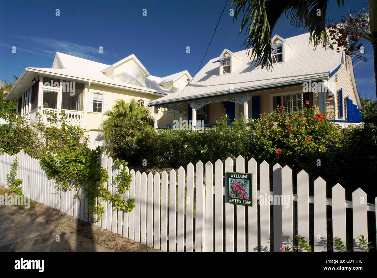 Typical loyalist house, Hope Town, Elbow Cay, Abacos. Bahamas Stock Photo