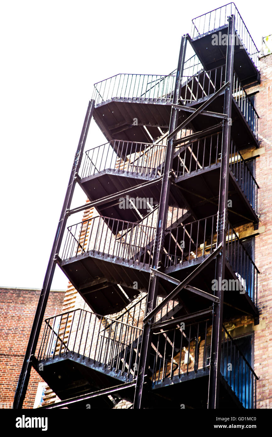 Outside Emergency Exit or Fire Escape Steel Staircase Used To