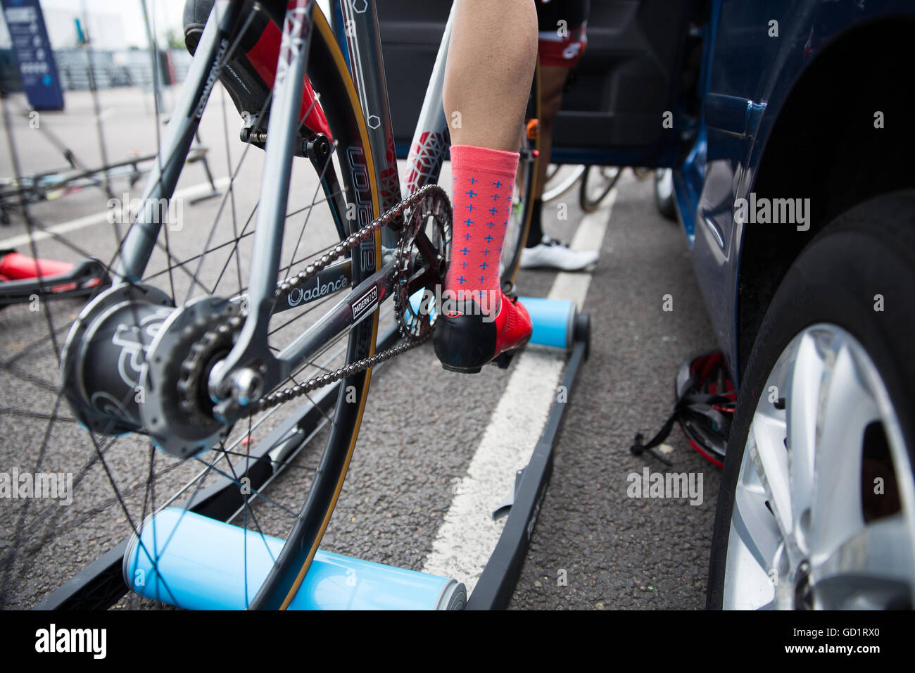 Red Hook Criterium London 2016 Cycling Crit Fixed Gear Bicycle Track Bike Single Speed Race Event Greenwich Penisnula Cyclists Stock Photo