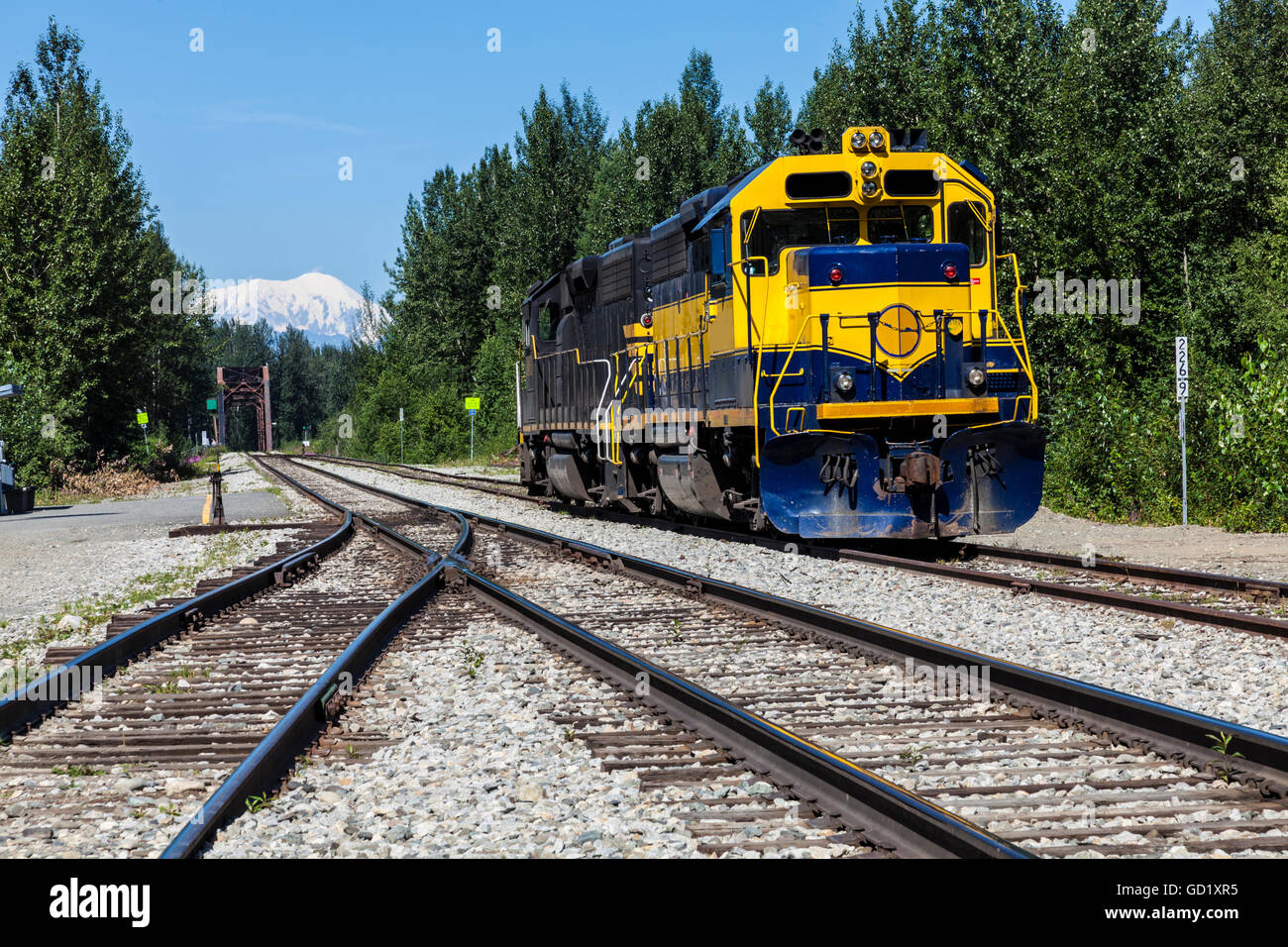 Diesel locomotive at Talkeetna in Alaska Stock Photo
