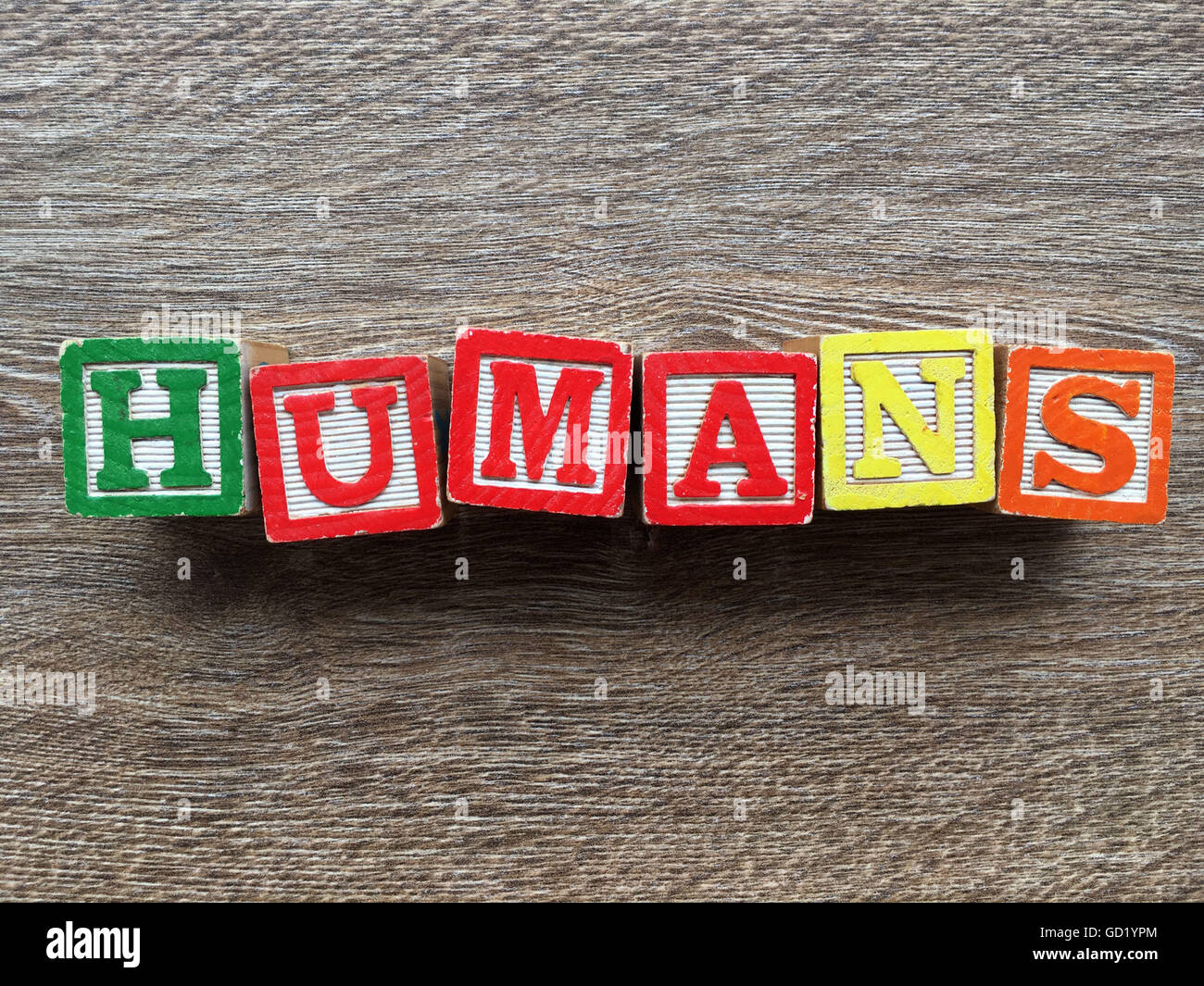 Humans word written with wood block letter toys Stock Photo