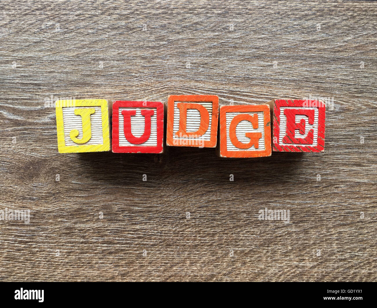 JUDGE word written with wood block letter toys Stock Photo Alamy