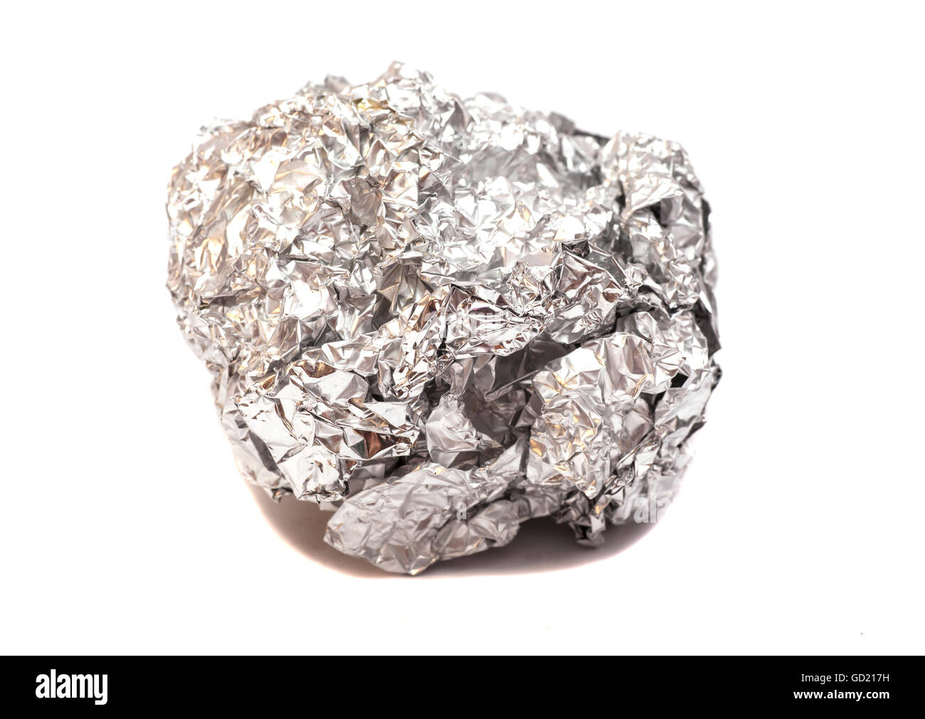 crumpled ball of aluminum foil on white Stock Photo Alamy