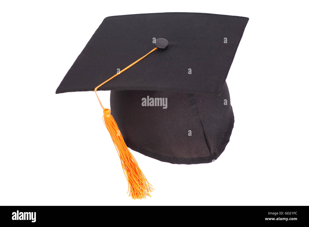 Black Graduation Hat with Gold Tassel isolated on white background ...