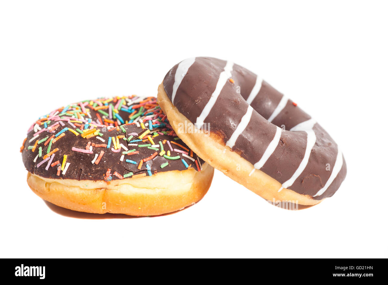 Two Assorted Donuts isolated on a white background Stock Photo - Alamy