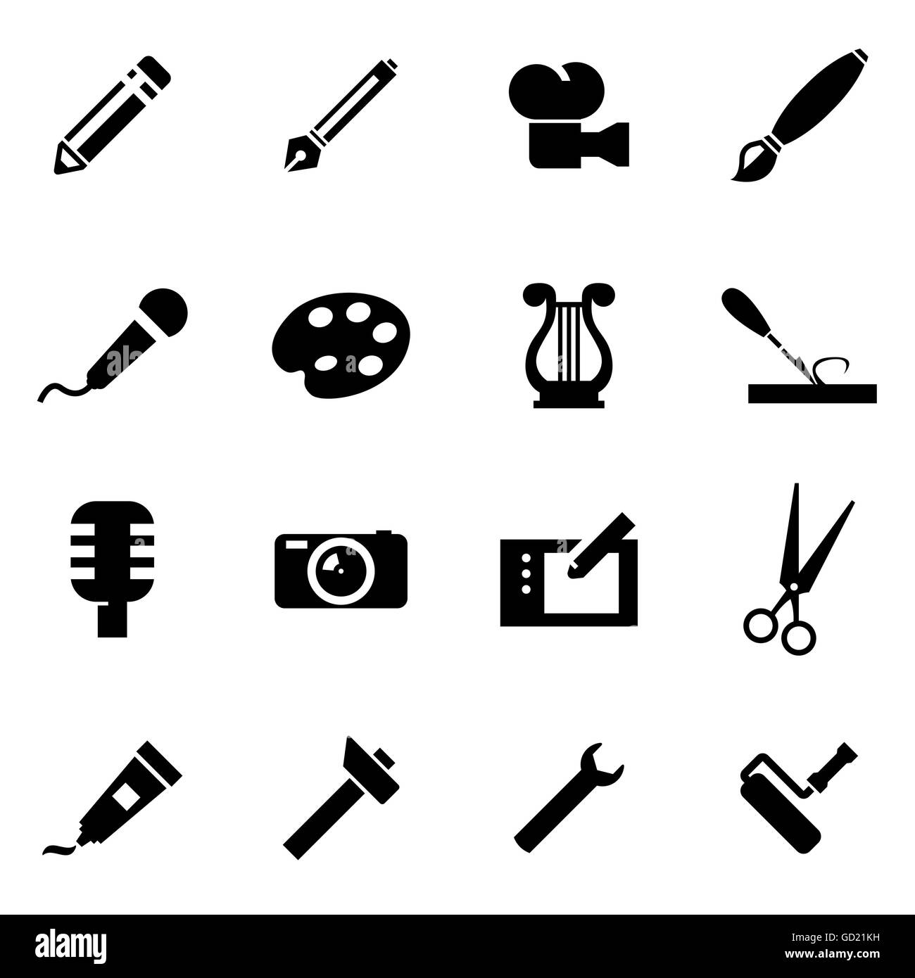 Vector black art tool icon set Stock Vector Image & Art - Alamy