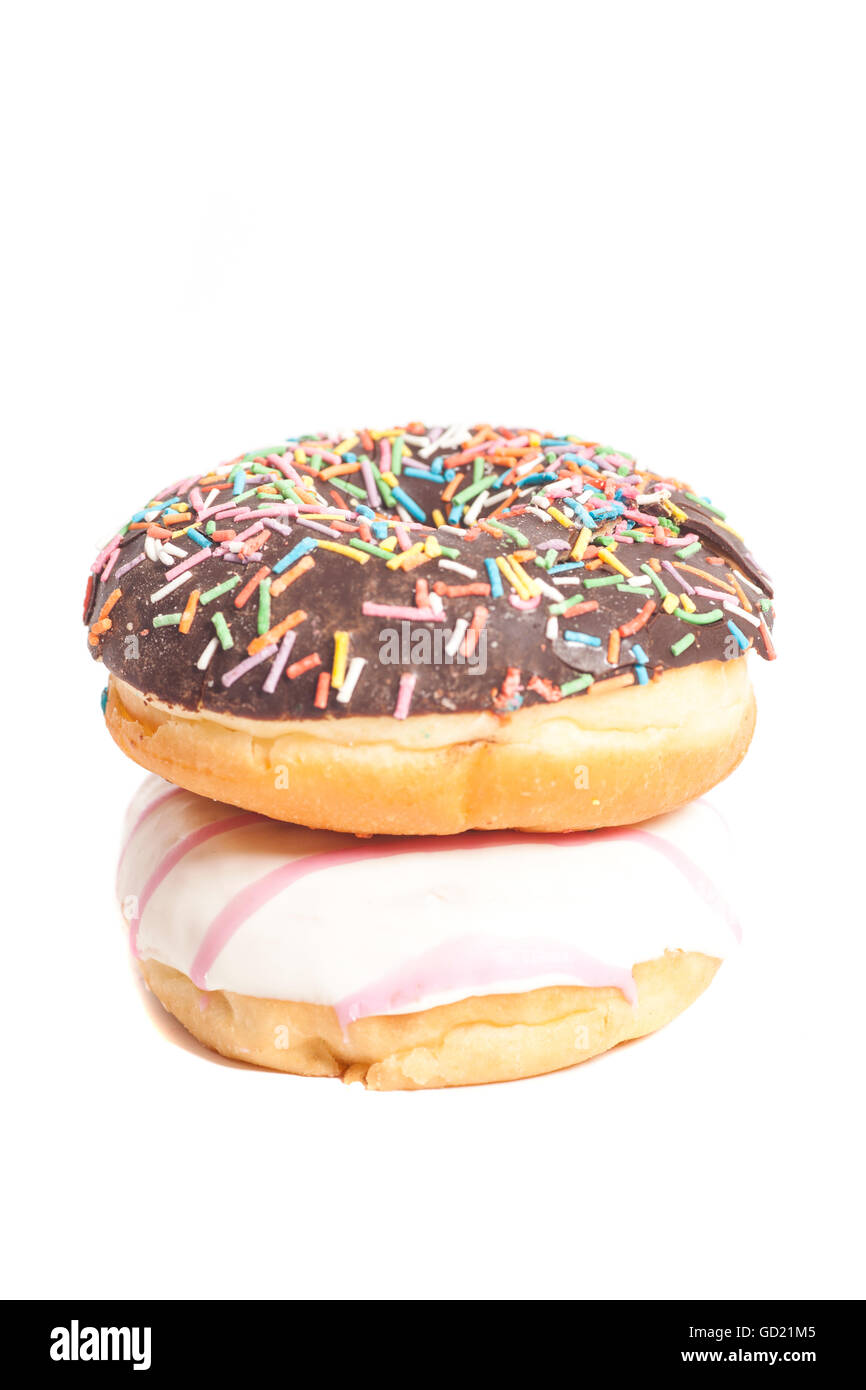 Two Assorted Donuts isolated on a white background Stock Photo - Alamy