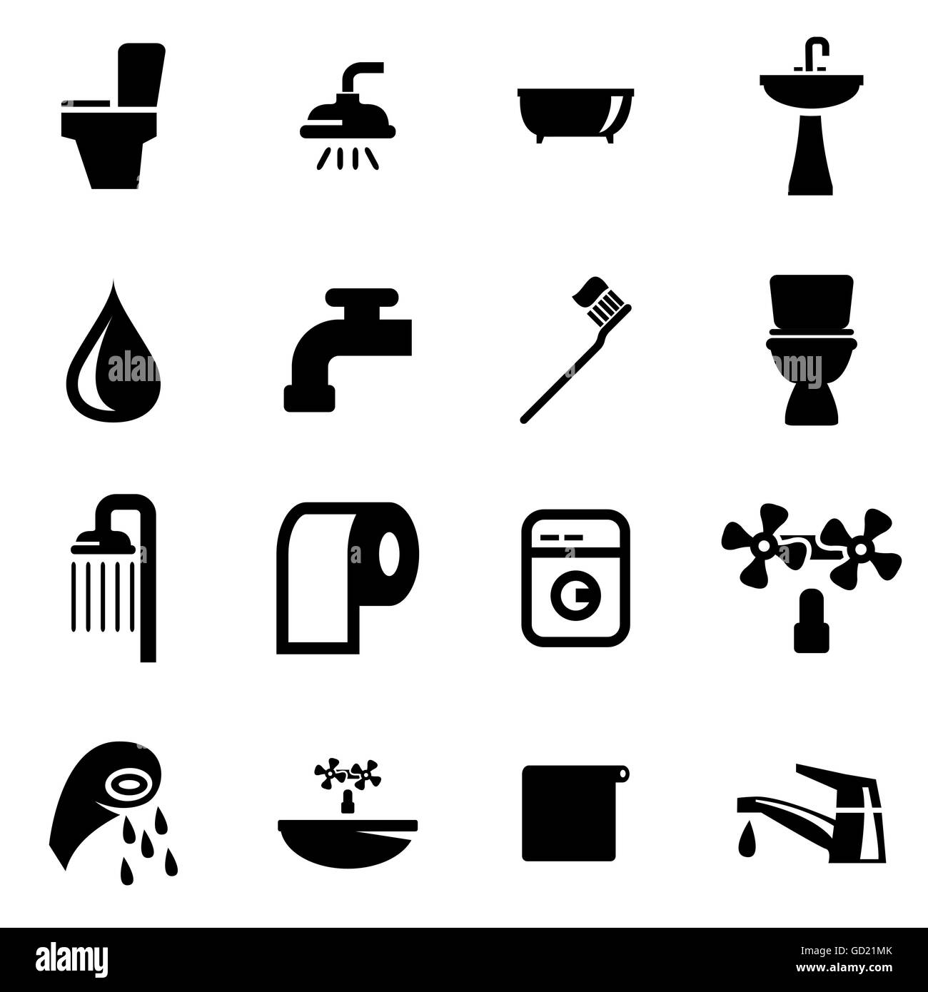 Vector black bathroom icon set Stock Vector Image & Art - Alamy