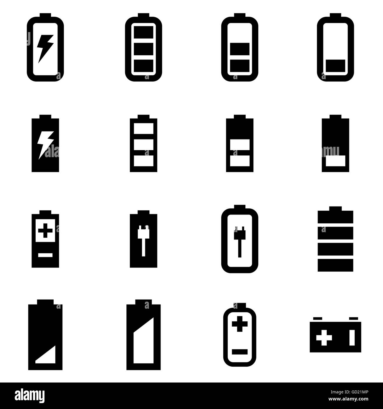 Vector black battery icon set Stock Vector Image & Art - Alamy