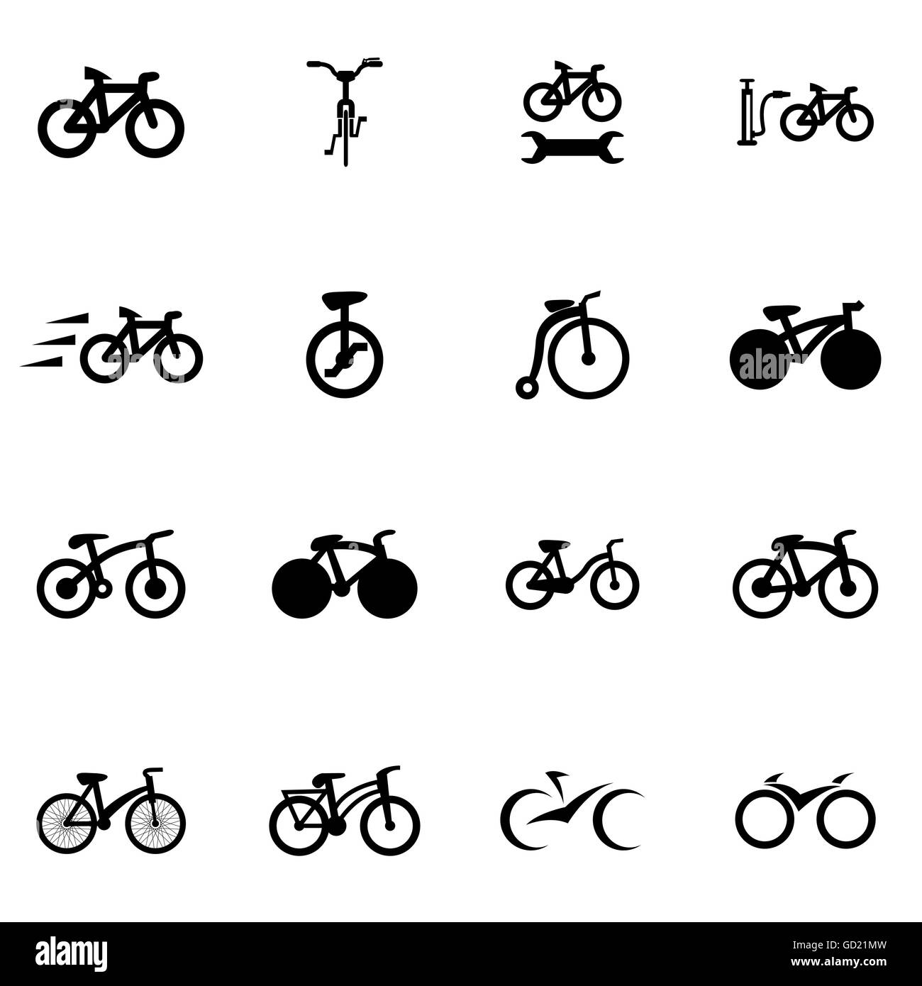 Vector black bicycle icon set Stock Vector Image & Art - Alamy
