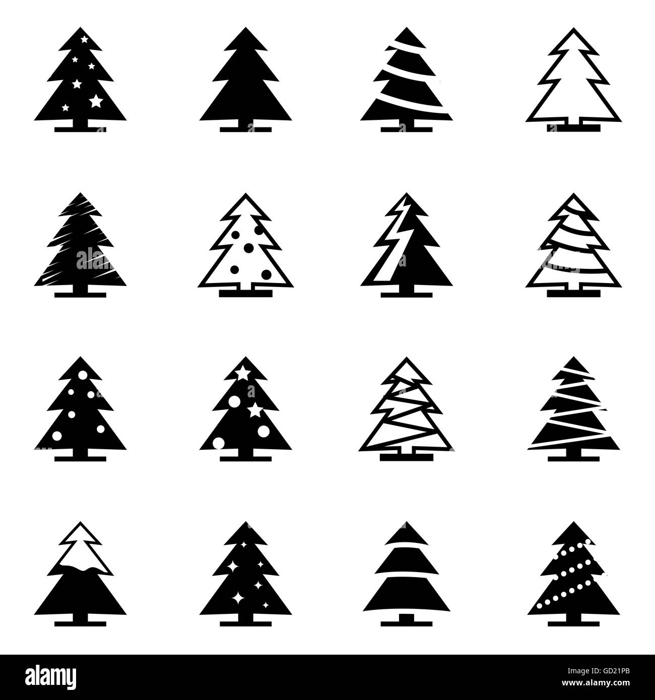 Vector black christmas tree icon set Stock Vector Image & Art - Alamy
