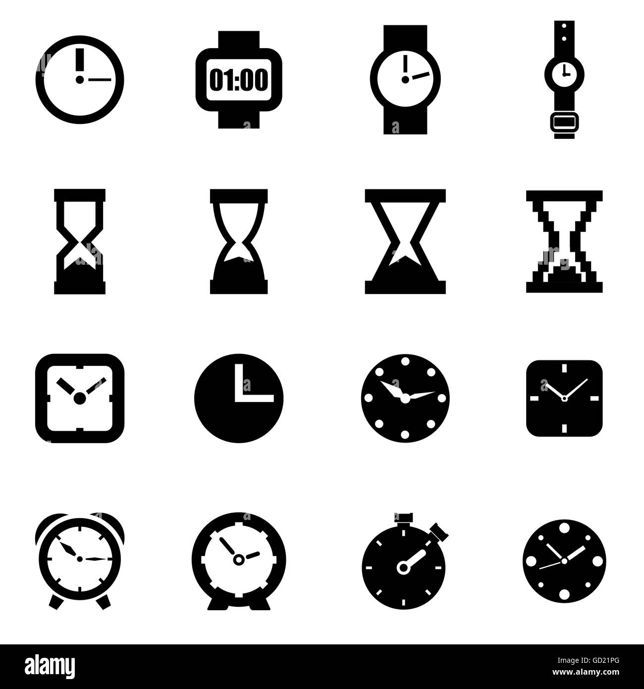 Vector black clock icon set Stock Vector Image & Art Alamy