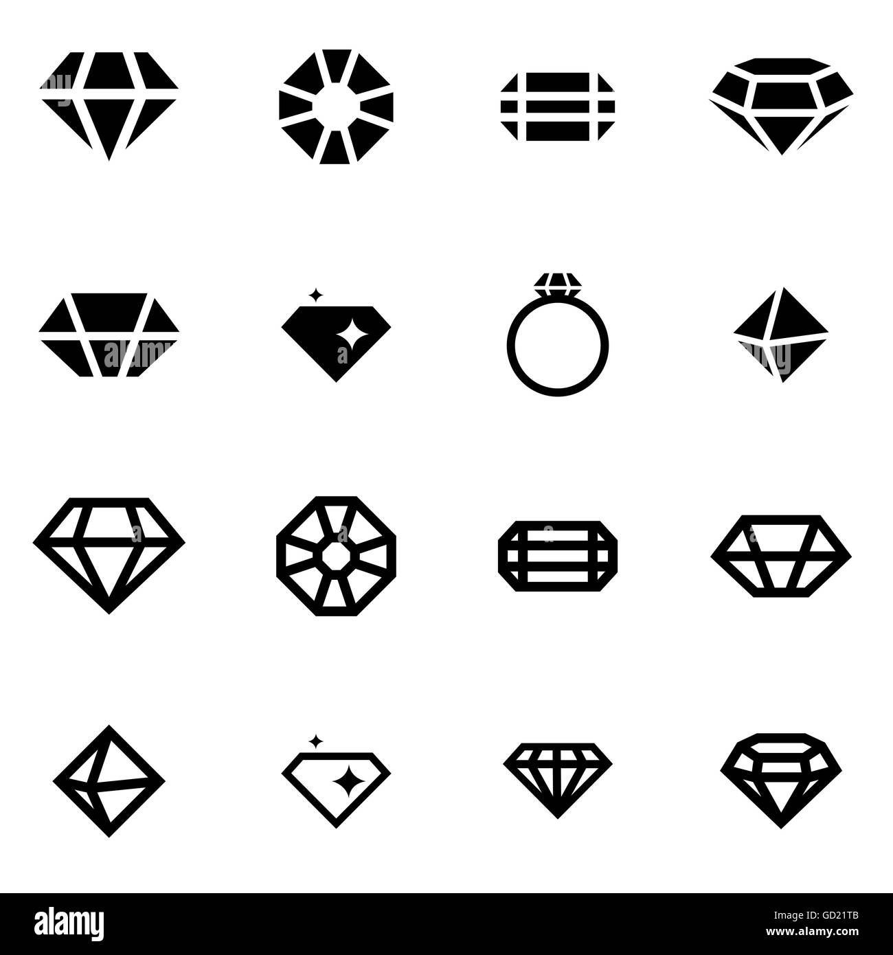 Vector black diamond icon set Stock Vector Image & Art - Alamy