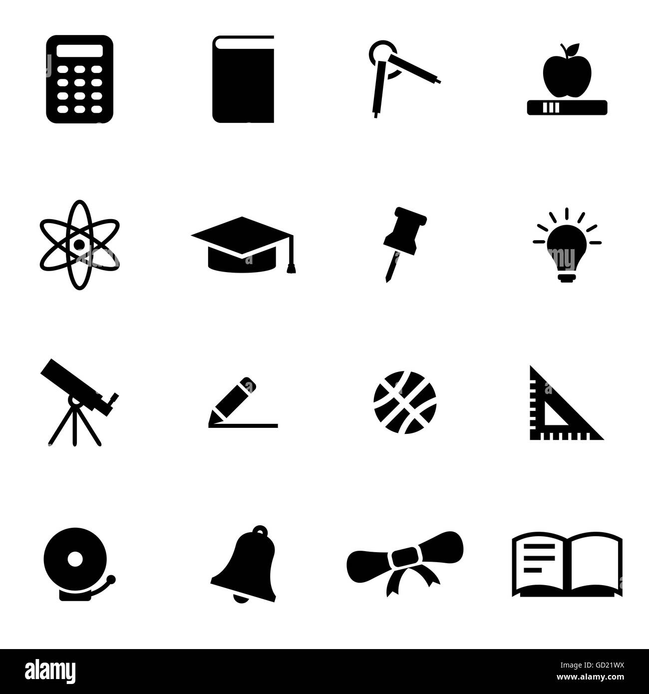 Vector black education icon set Stock Vector Image & Art - Alamy
