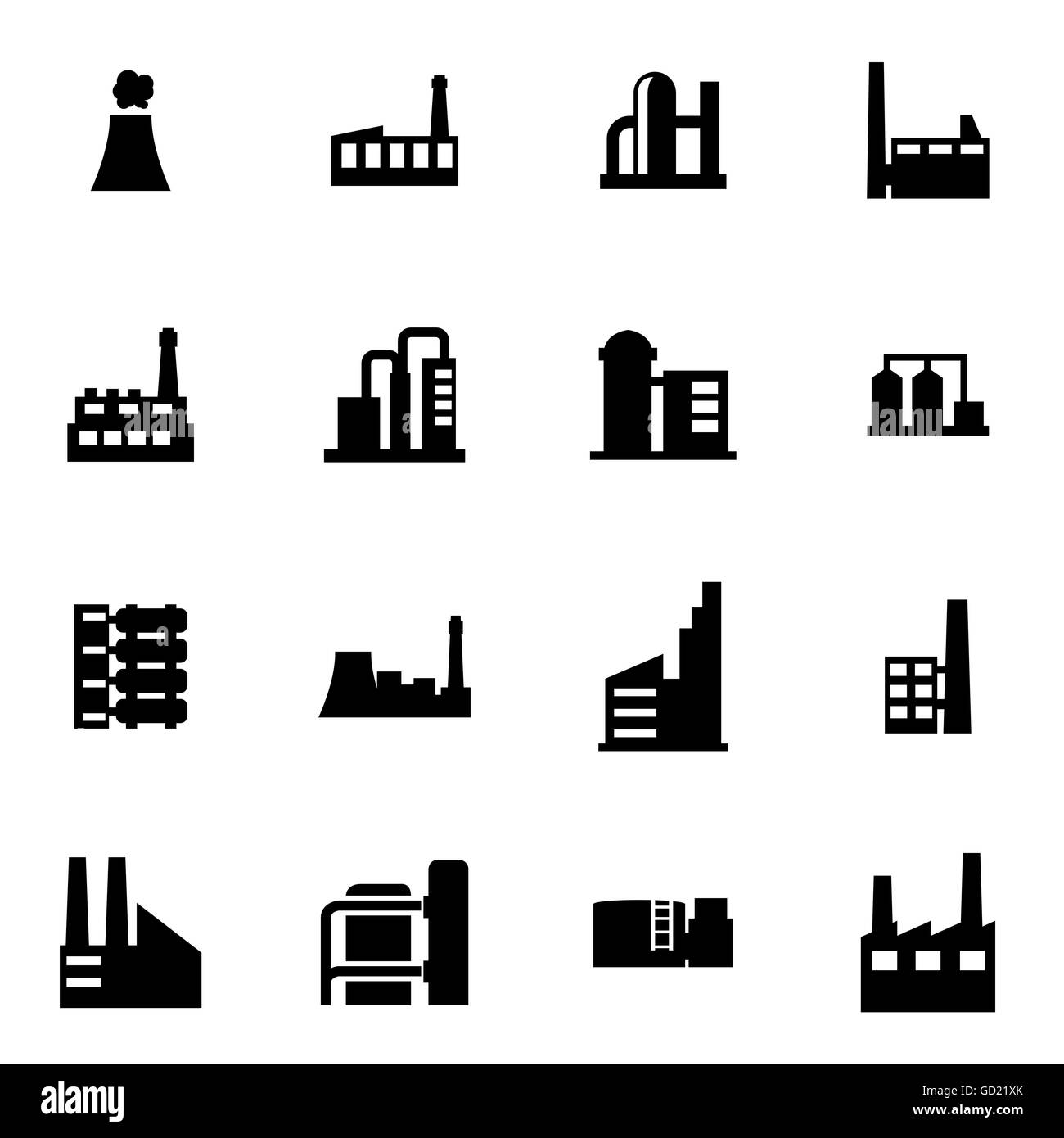 Vector black factory icon set Stock Vector Image & Art - Alamy