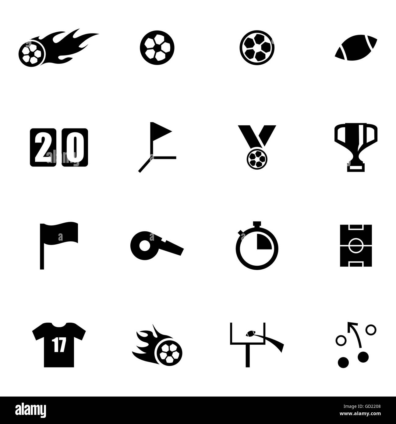 Vector black football icon set Stock Vector Image & Art - Alamy