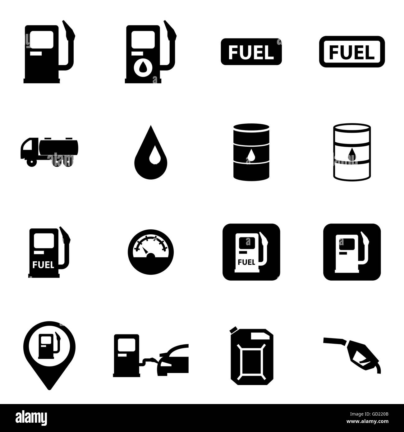 Vector black gas station icon set Stock Vector Image & Art - Alamy