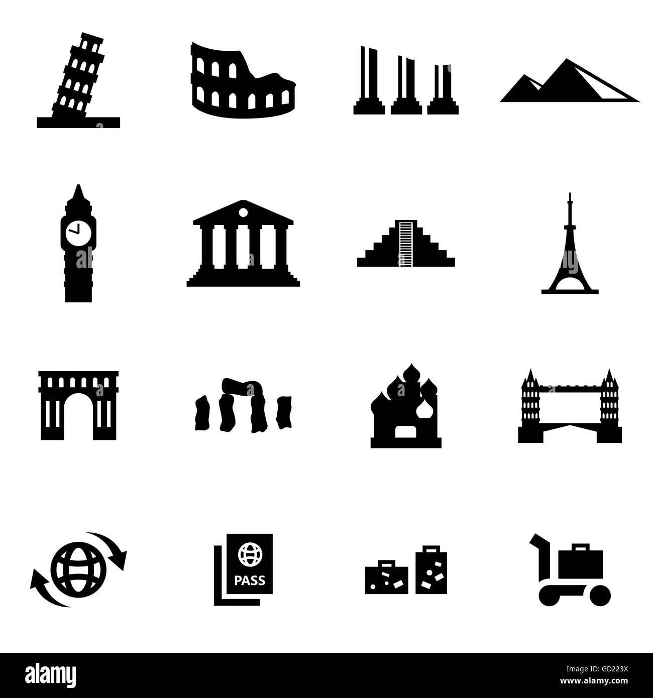 Vector black landmarks icon set Stock Vector Image & Art - Alamy