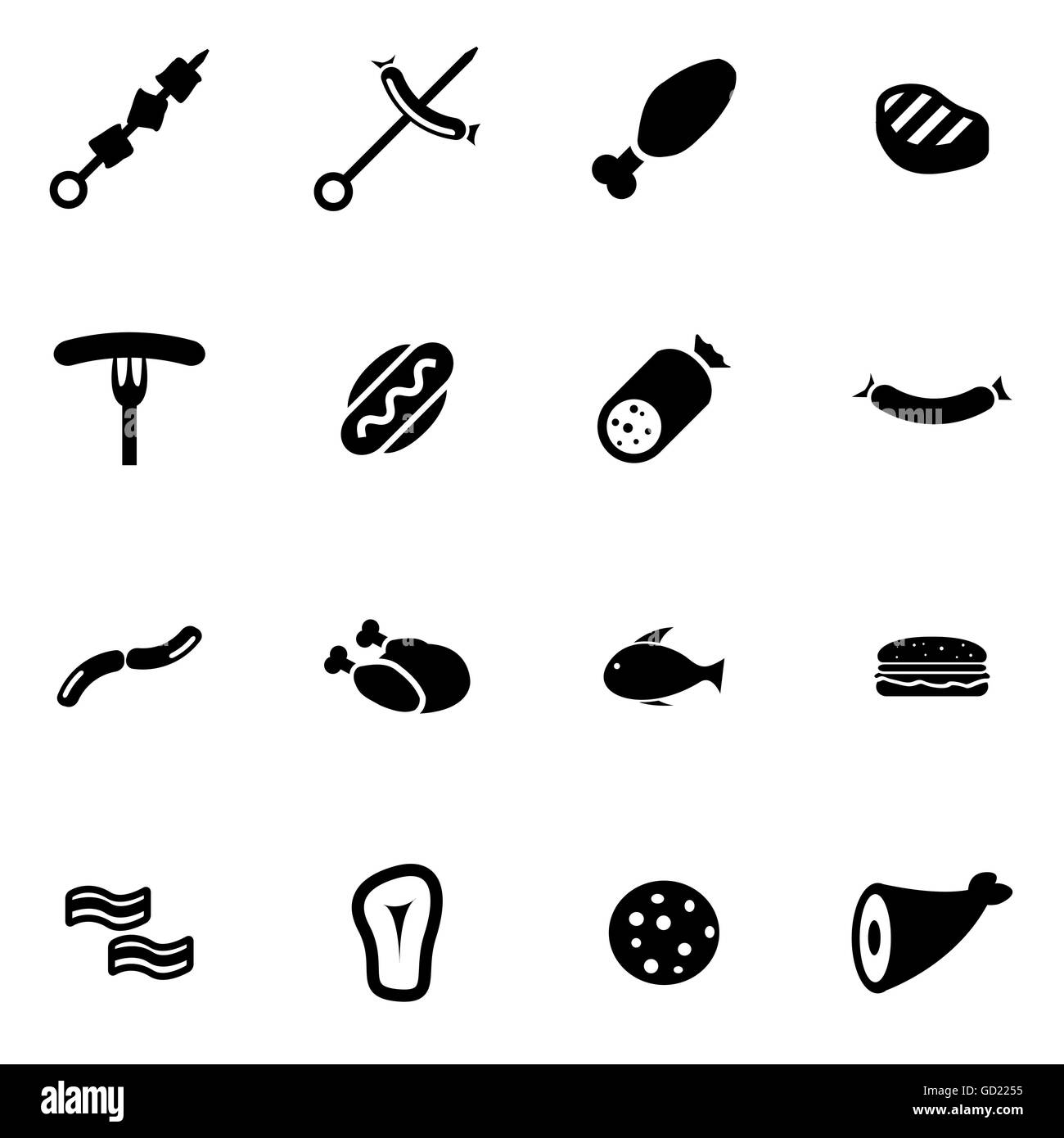 Vector black meat icon set Stock Vector Image & Art - Alamy