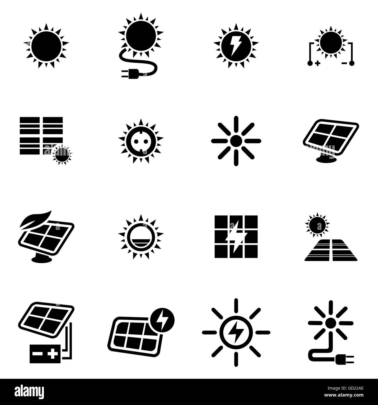 Vector black solar energy icon set Stock Vector Image & Art - Alamy