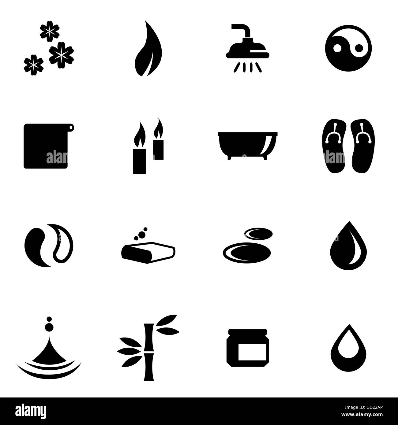 Vector black spa icon set Stock Vector Image & Art - Alamy