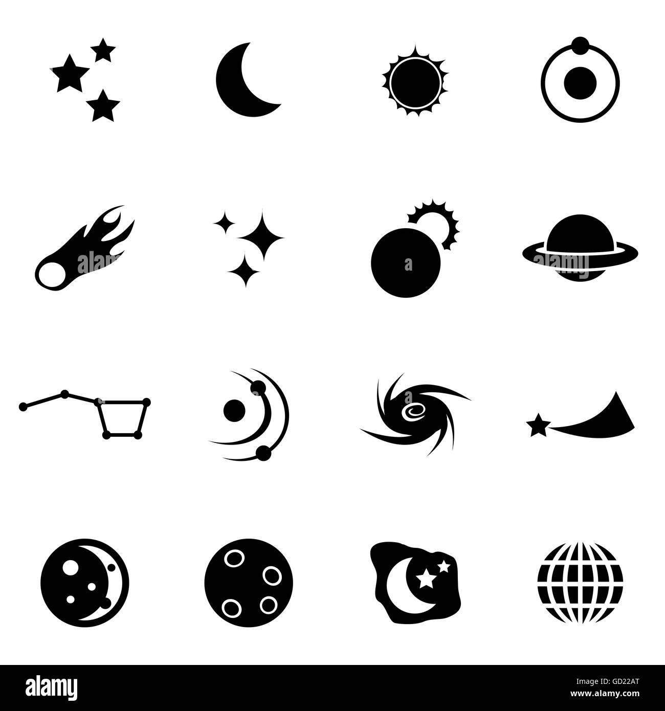 Vector black space icon set Stock Vector Image & Art - Alamy