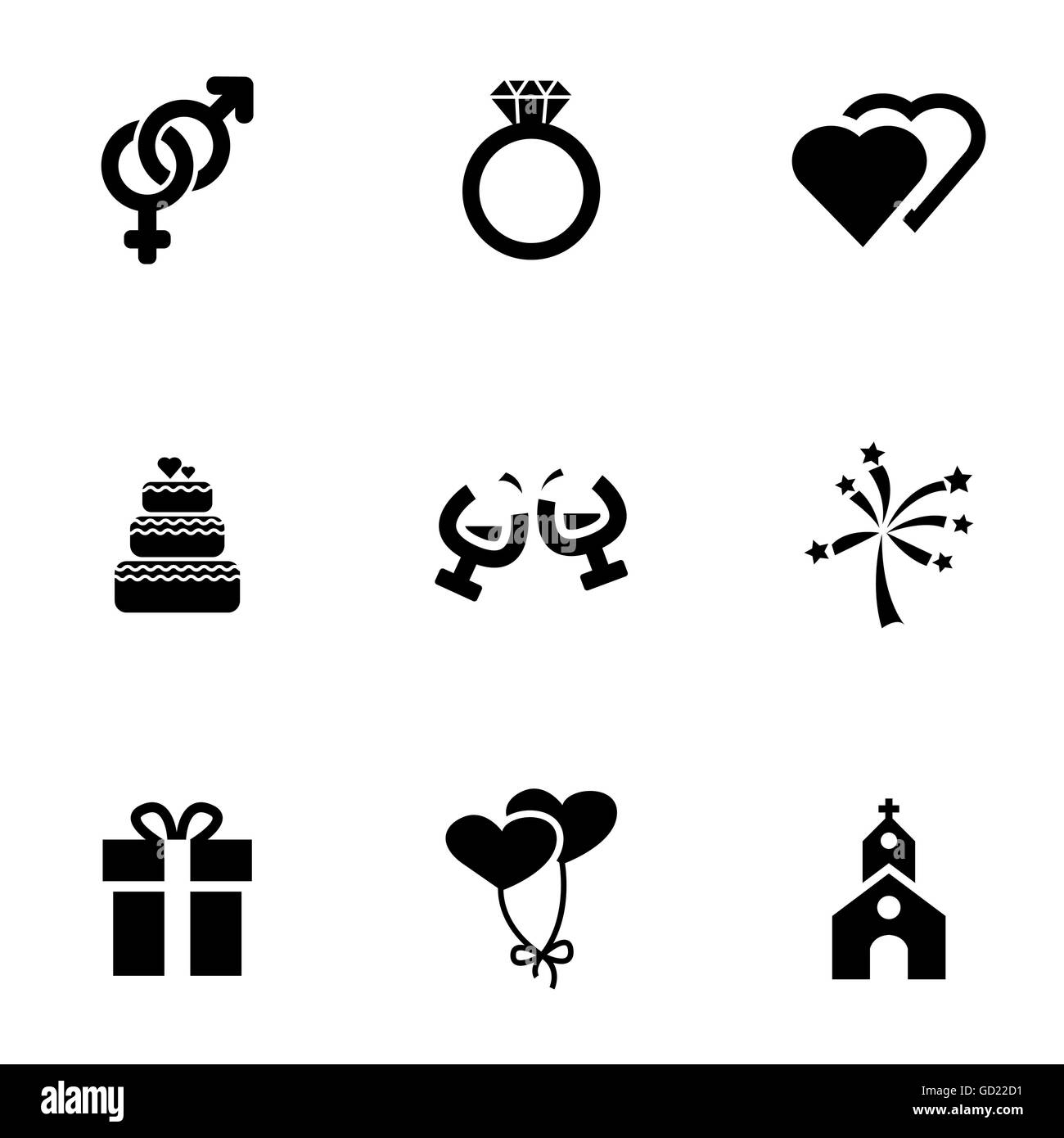 Vector black wedding icon set Stock Vector Image & Art - Alamy