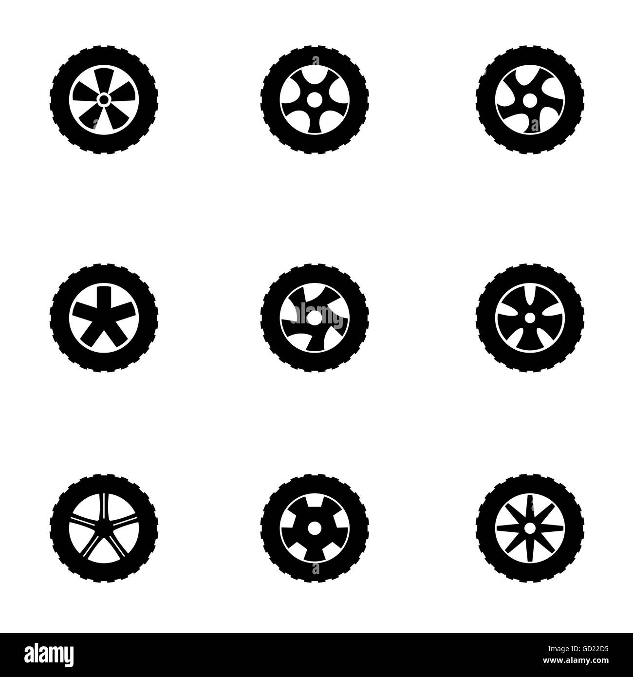 Vector black wheel icon set Stock Vector Image & Art - Alamy