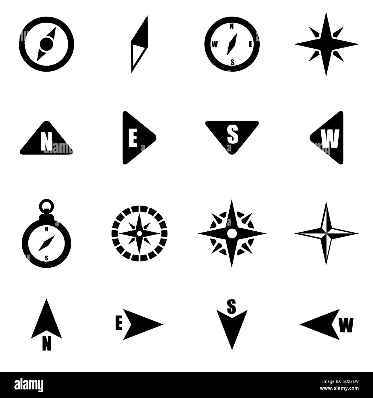 Vector black compass icon set Stock Vector Image & Art - Alamy