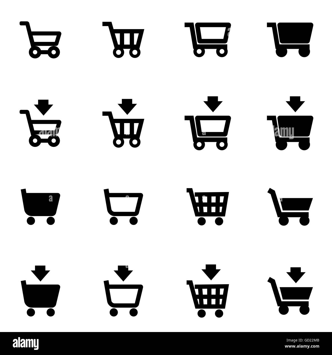 Vector black shopping cart icon set Stock Vector Image & Art - Alamy
