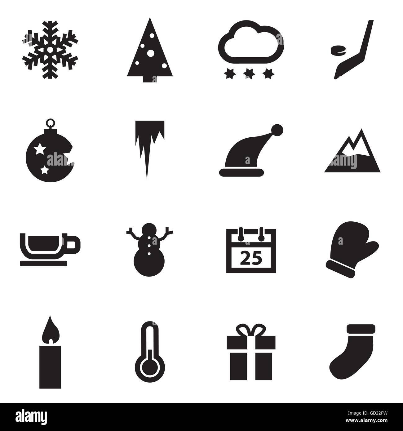 Vector black winter icons set Stock Vector Image & Art - Alamy