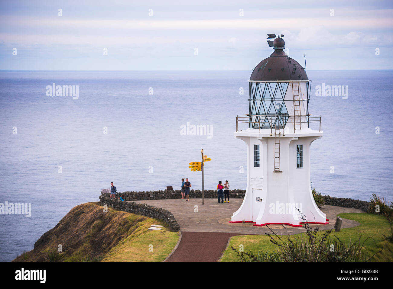 Cape Reinga Lighthouse (Te Rerenga Wairua Lighthouse), Aupouri Peninsula, Northland, North Island, New Zealand, Pacific Stock Photo