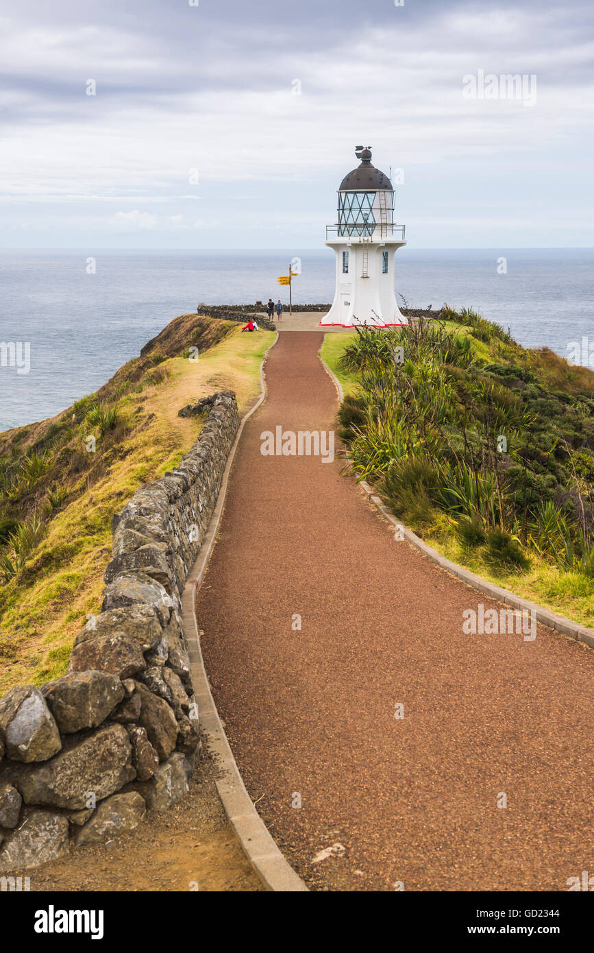 Cape Reinga Lighthouse (Te Rerenga Wairua Lighthouse), Aupouri Peninsula, Northland, North Island, New Zealand, Pacific Stock Photo