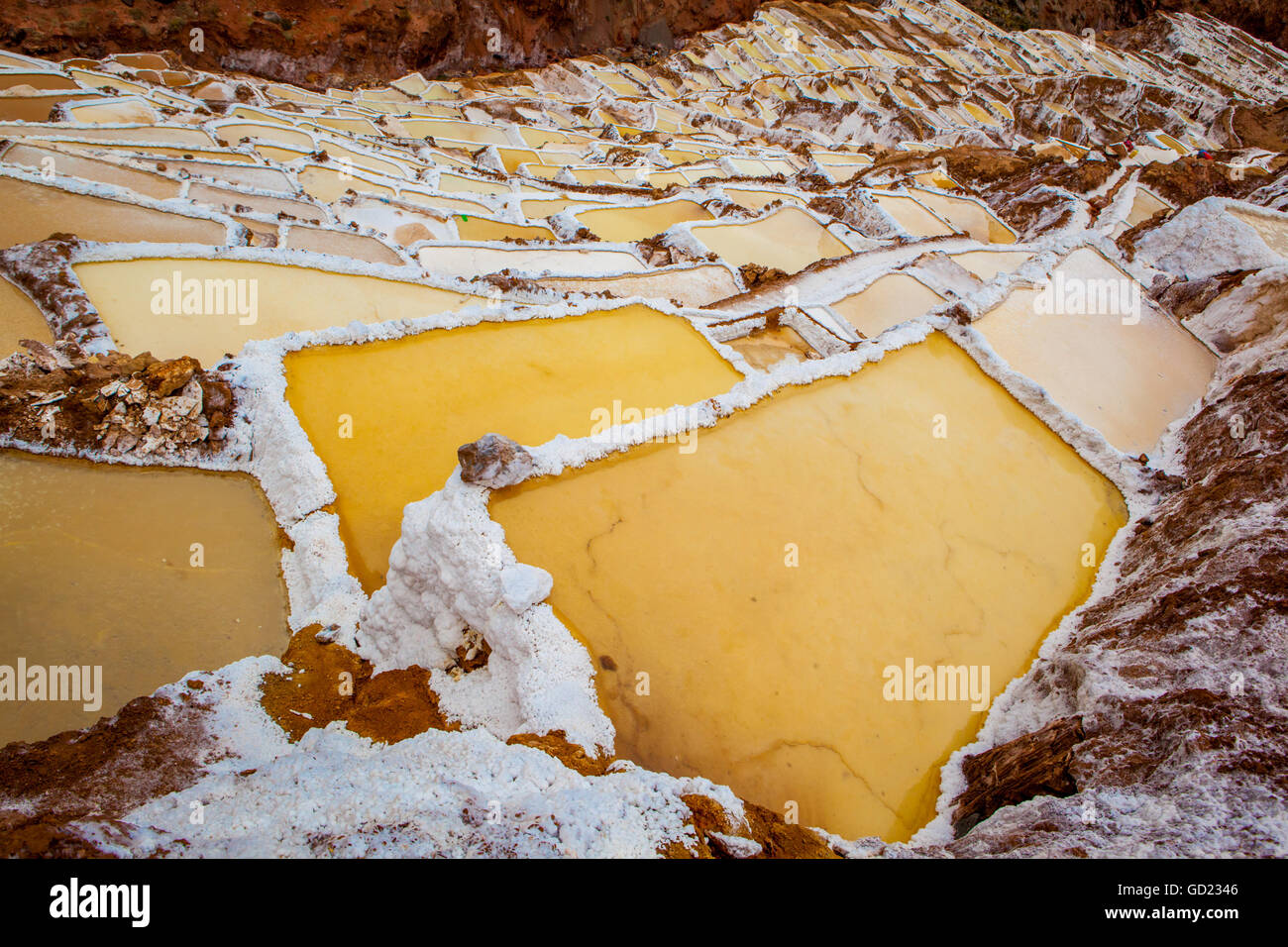 Salineras de Maras, Maras Salt Flats, Sacred Valley, Peru, South America Stock Photo