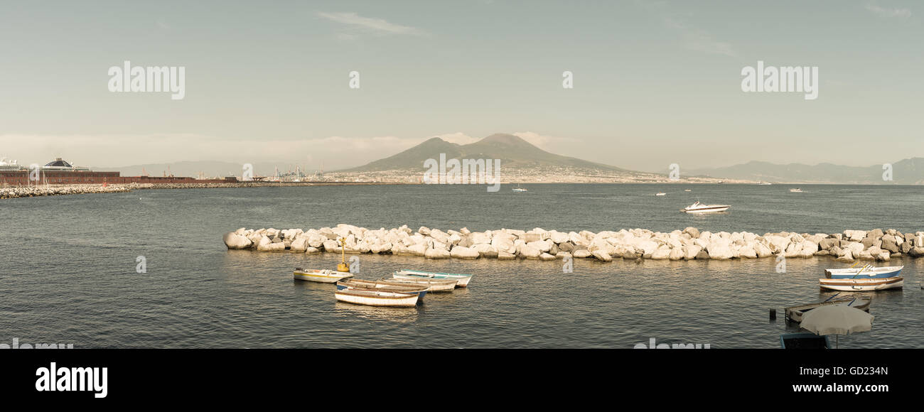 Beautiful landscape of Naples - Italy with gulf and vesuvio on background Stock Photo