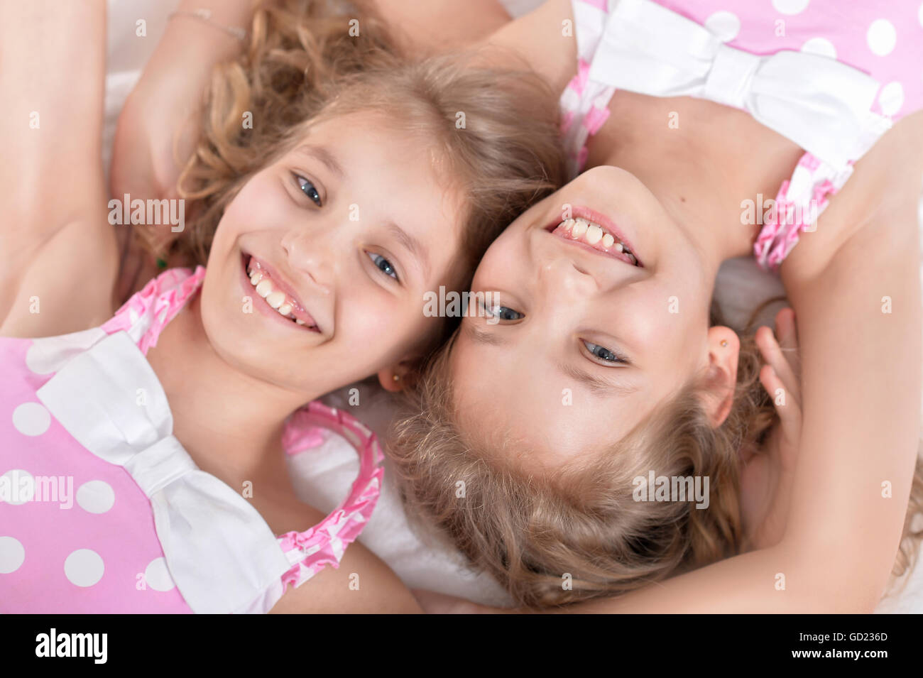 little girls  in bed Stock Photo