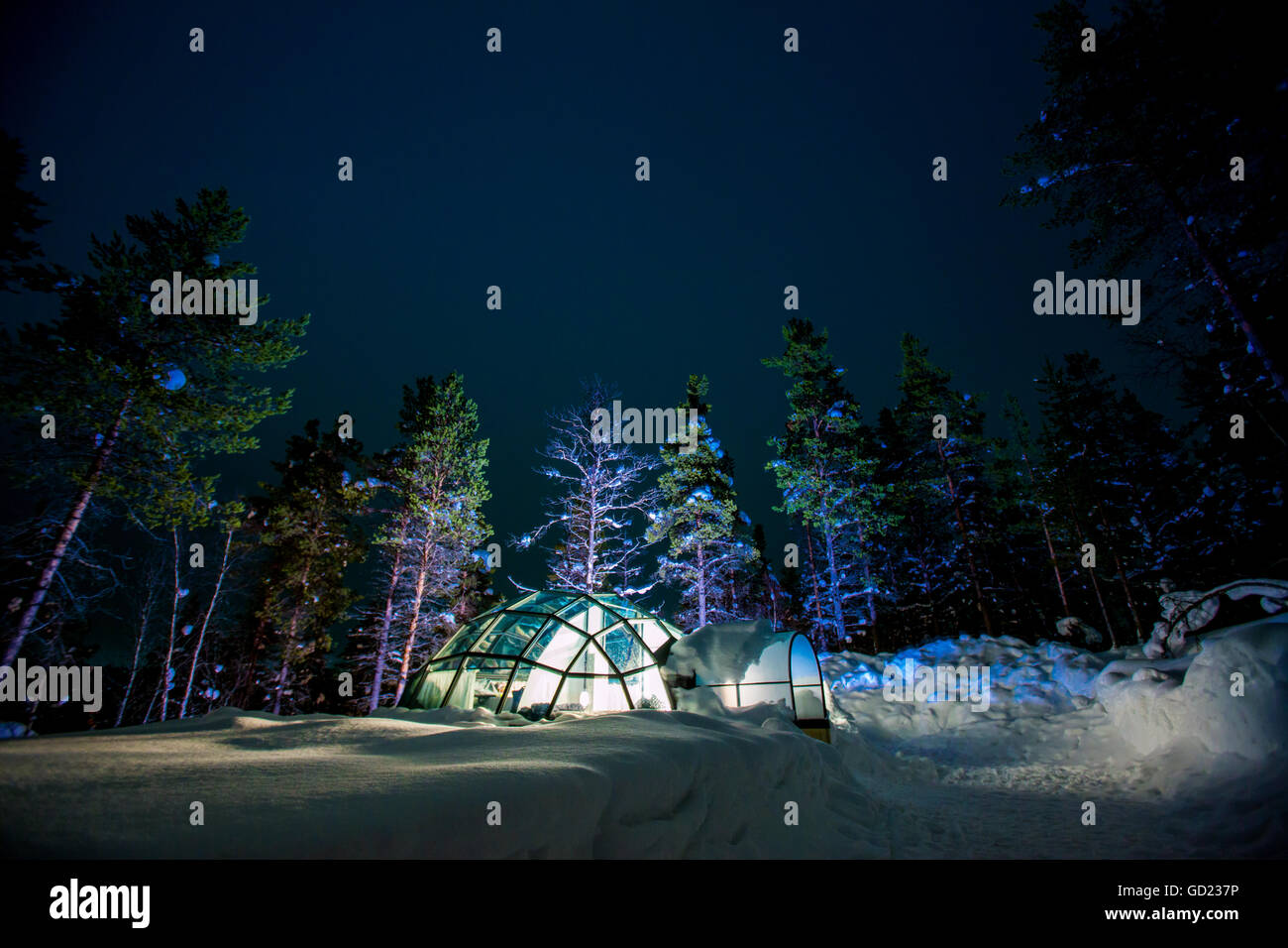 Kakslauttanen Igloo Village at night, Saariselka, Finland, Scandinavia, Europe Stock Photo