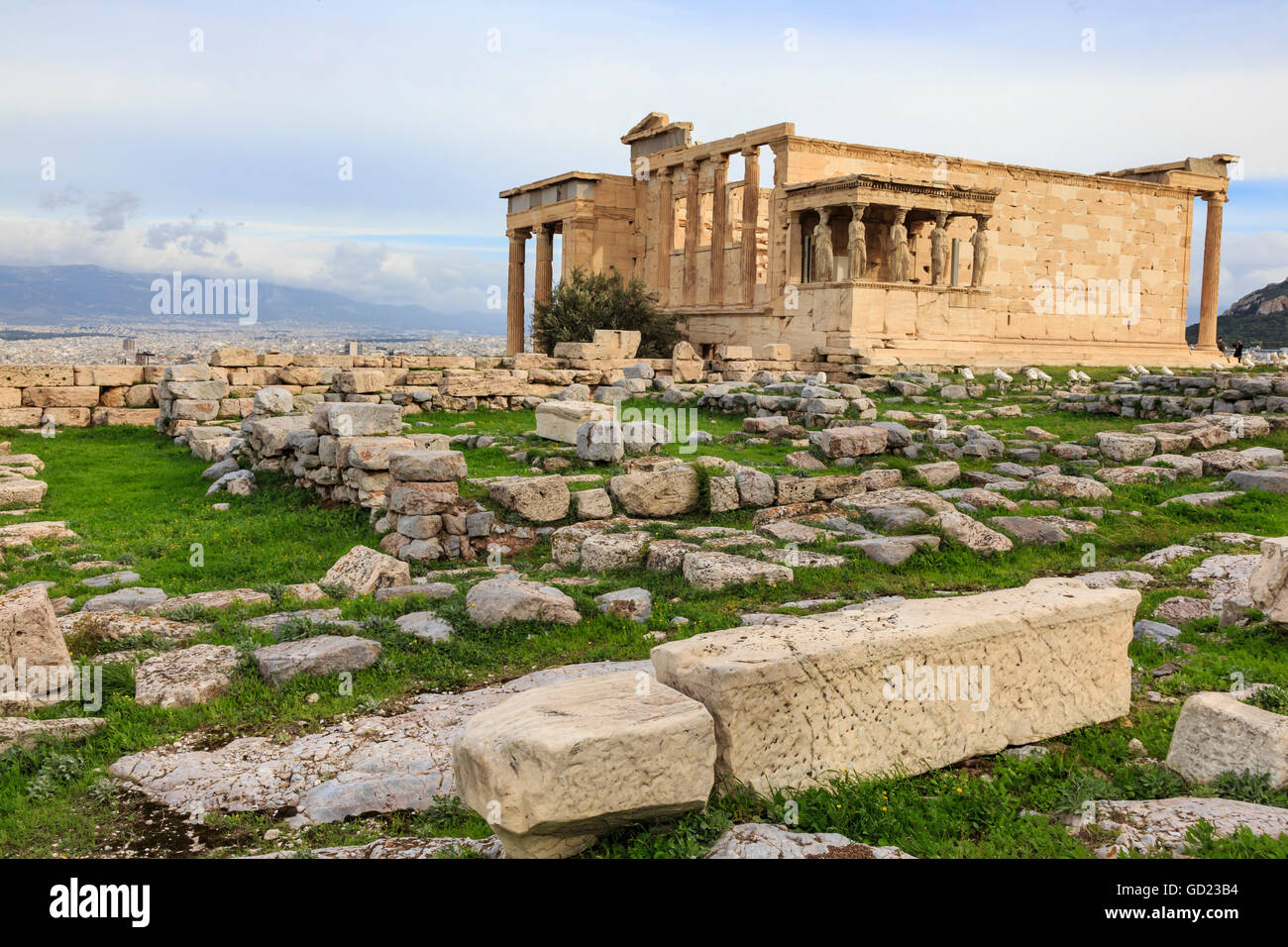 Erechtheion, with Porch of the maidens or Caryatids, Acropolis, UNESCO World Heritage Site, Athens, Greece, Europe Stock Photo