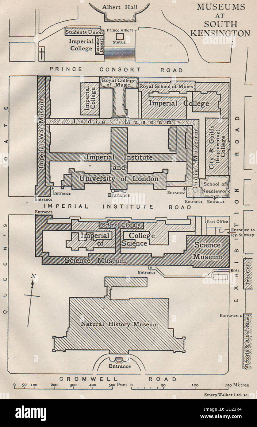 ALBERTOPOLIS. South Kensington museums. Natural History Science India, 1922 map Stock Photo