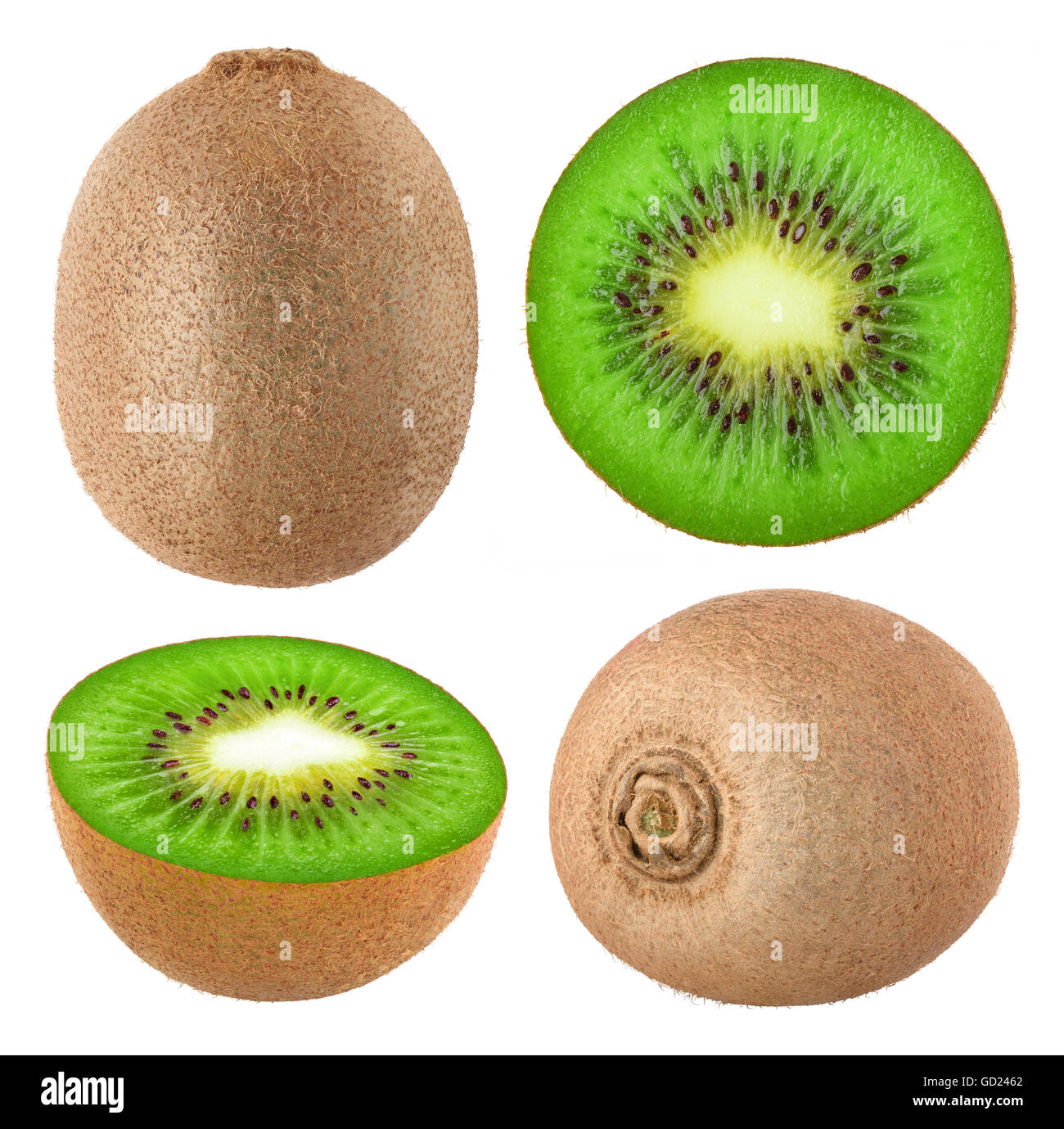 Collection of whole and cut kiwi fruits isolated on white background ...