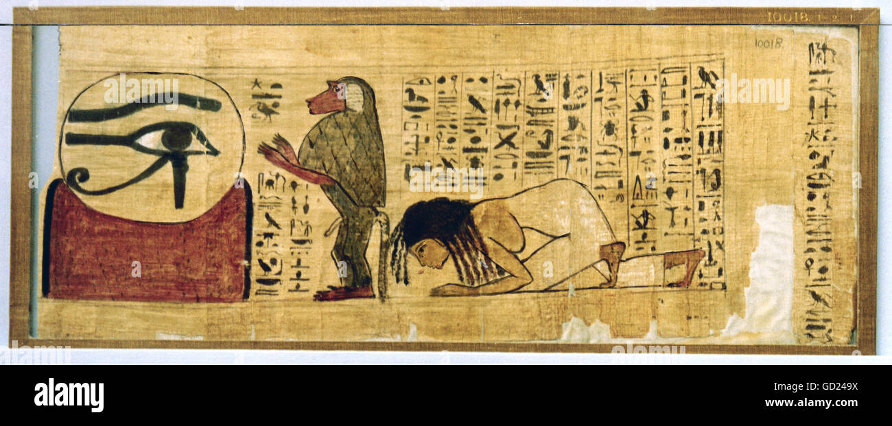fine arts, ancient world, Egypt, painting, prayer to God Ra, papyrus of