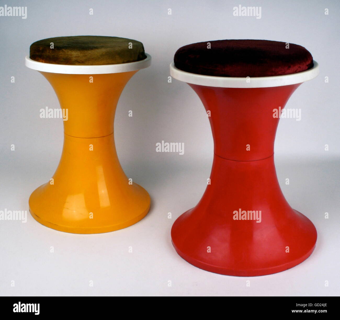 furniture, seating furniture, pluggable plastic stool "Annette" for bath  and terrace, uni-colour or two-coloured, made by VEB Kombinat Sportgeräte  Schmalkalden, Betriebsteil Trusetal, East-Germany, 1970s, ,  Additional-Rights-Clearences-Not Available ...