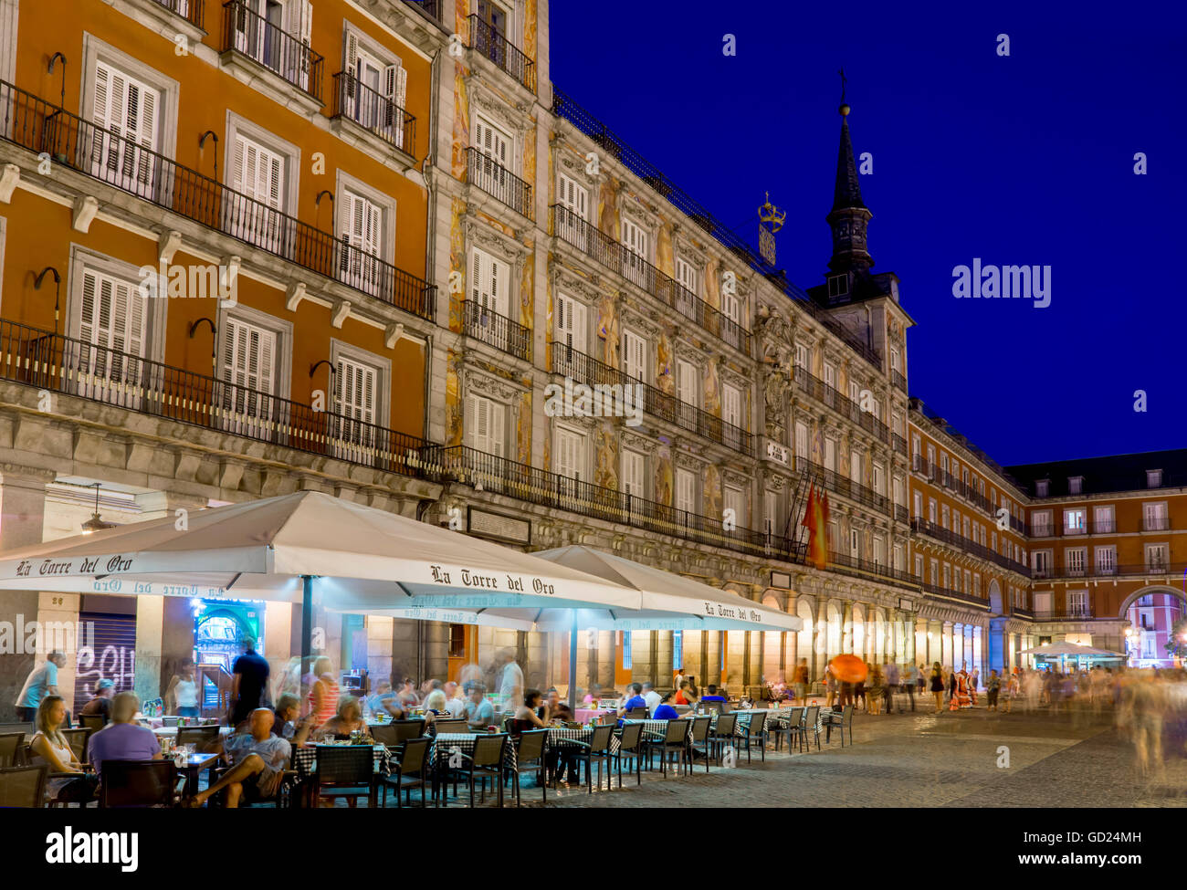 Plaza mayor cafes at dusk hi-res stock photography and images - Alamy
