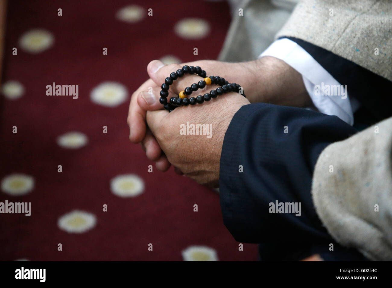 Cheikh Mustapha's prayer beads, Urs of Mawlana Cheikh Muhammad Nazim Adil al-Haqqani in Selimye mosque in Nicosia, Cyprus Stock Photo